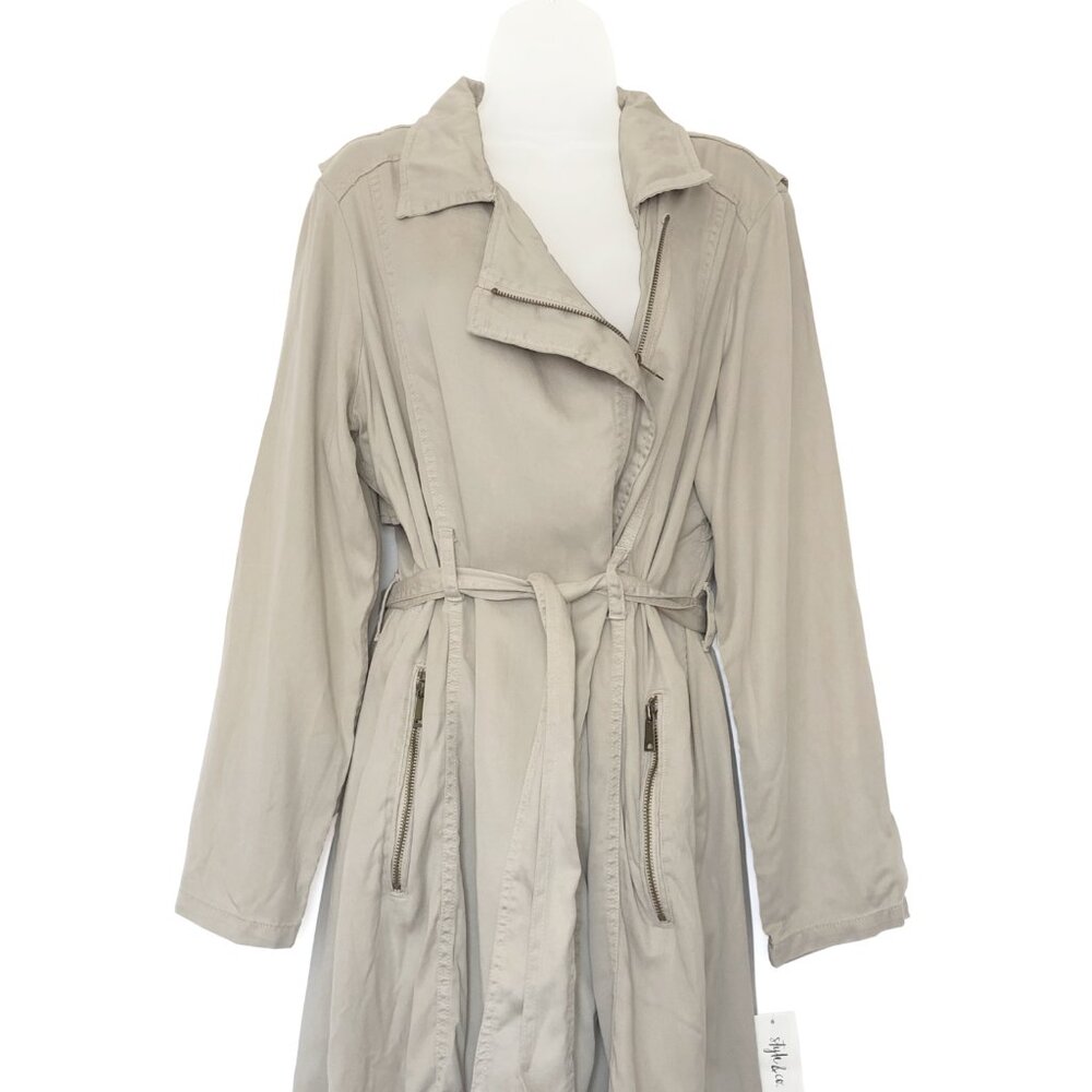NWT Style & Co Lightweight Belted Trench Coat Beige - Size L